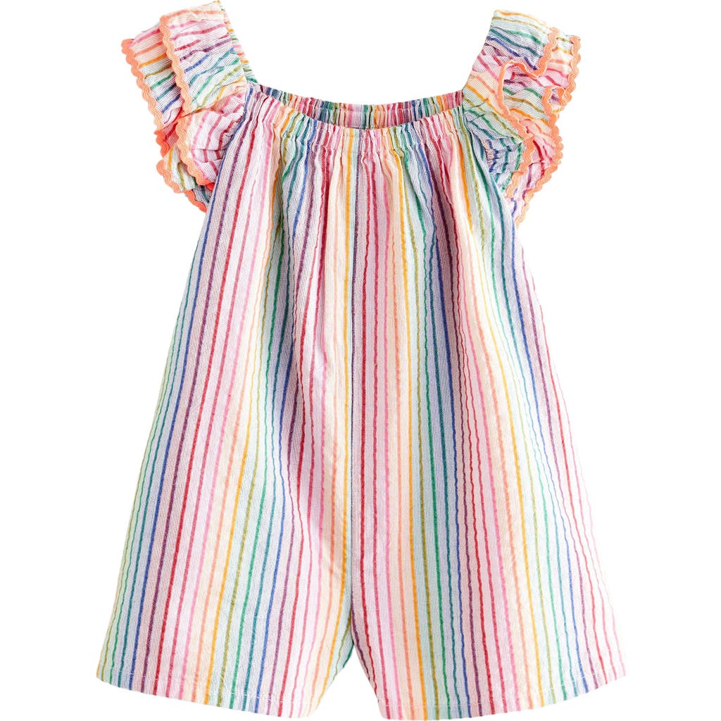 Shop Next Kids' Stripe Cotton Romper In Rainbow Stripe