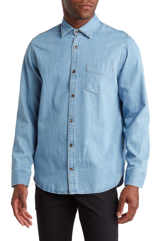 NN07 Errico Chambray Button-Up Shirt in Light Indigo at Nordstrom, Size Small