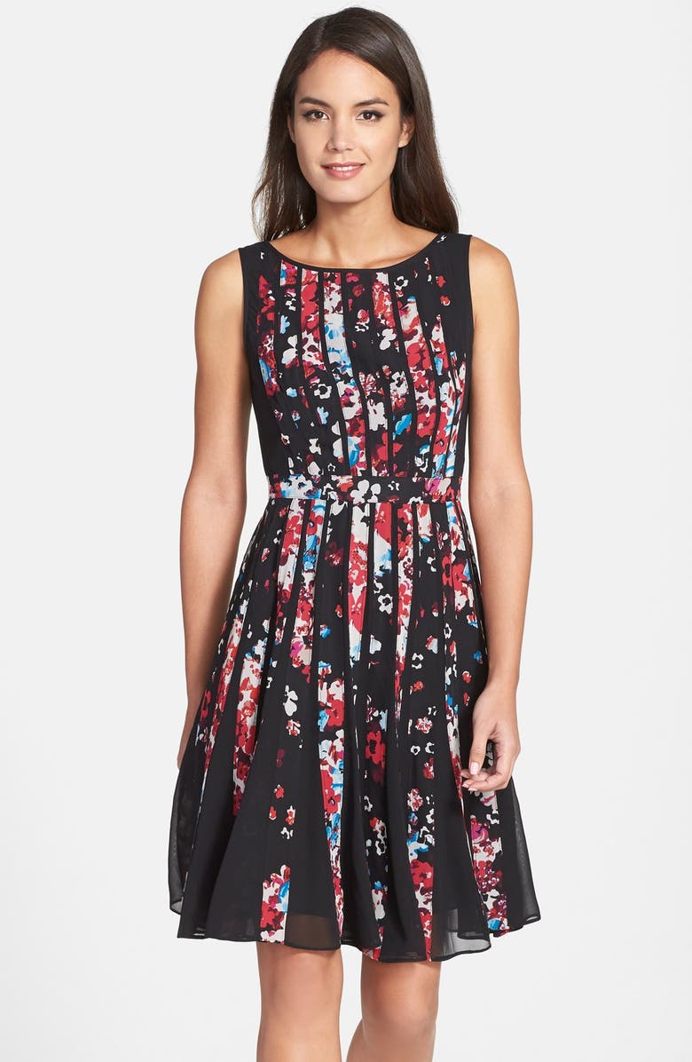 Adrianna Papell Floral Print Chiffon Fit & Flare Dress | Nordstrom