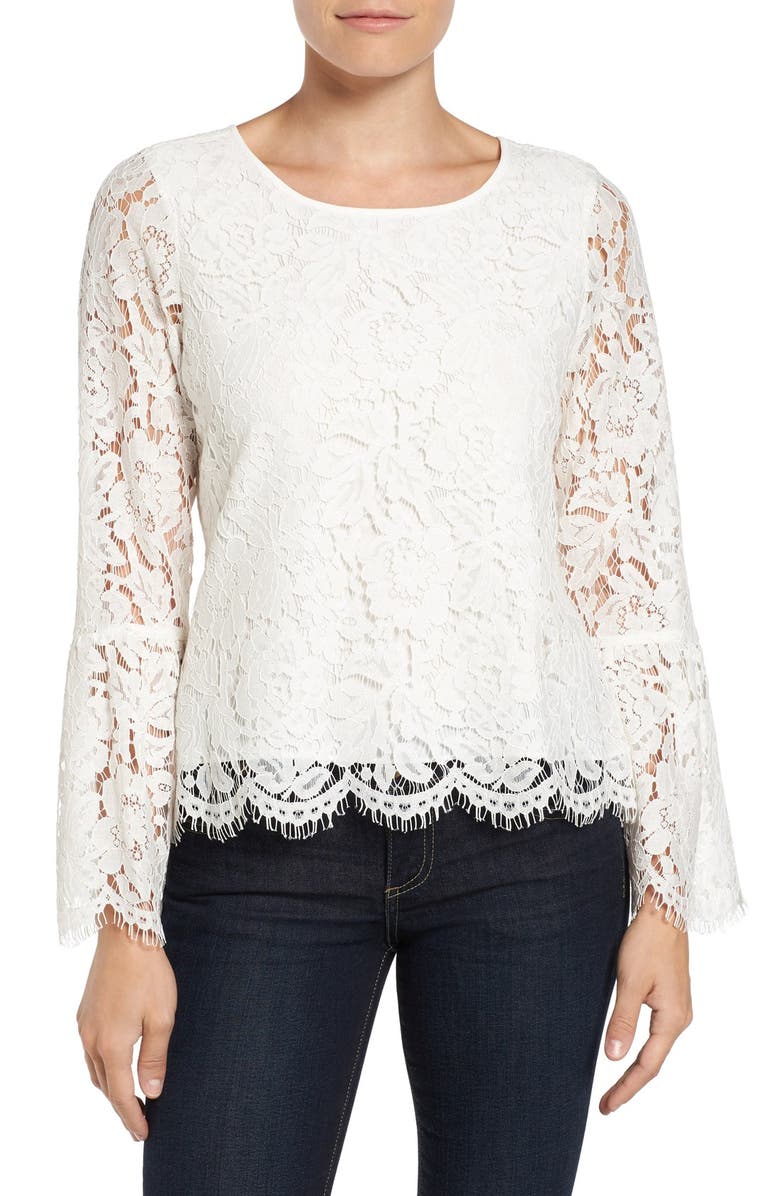 Vince Camuto Lace Bell Sleeve Blouse (Regular & Petite) | Nordstrom