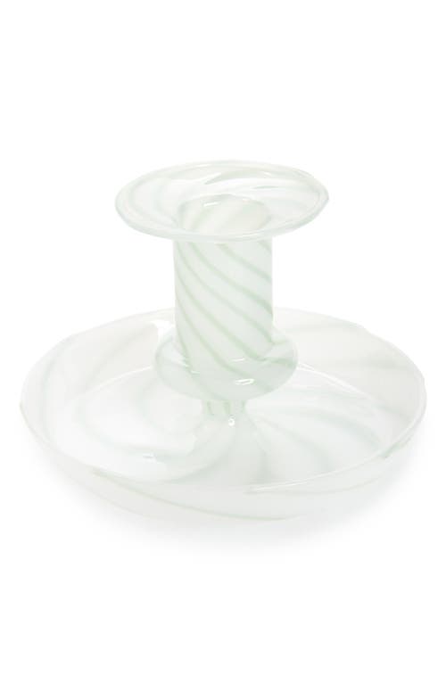 HAY Flare Glass Candleholder in Milky Stripe at Nordstrom