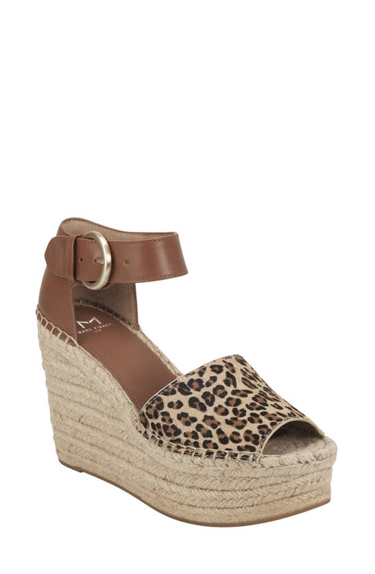 Marc Fisher Ltd Alida Espadrille Platform Wedge In Animal Print Calf Hair