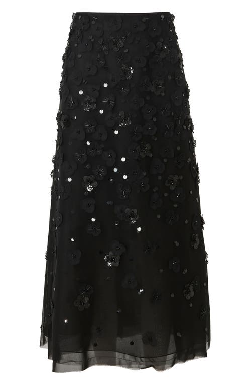 Shop Carolina Herrera Embellished Tulle Midi Skirt In Black