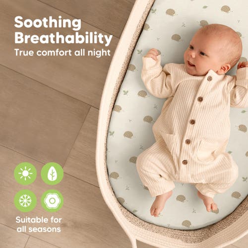Keababies 2-pack Soothe Fitted Bassinet Sheets In Nibbles/bruce