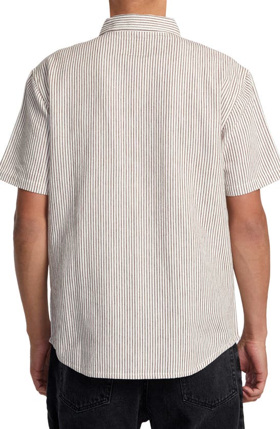 Shop Rvca Dayshift Stripe Ii Short Sleeve Button-up Shirt In Natural