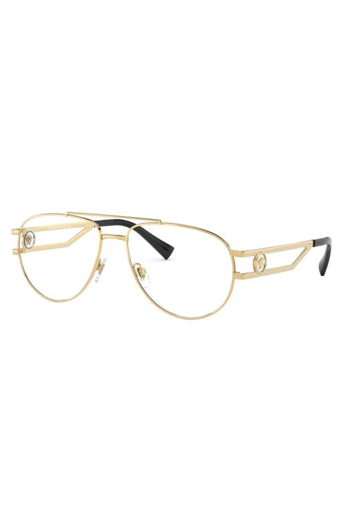 Shop Versace 57mm Aviator Optical Glasses In Gold/demo Lens