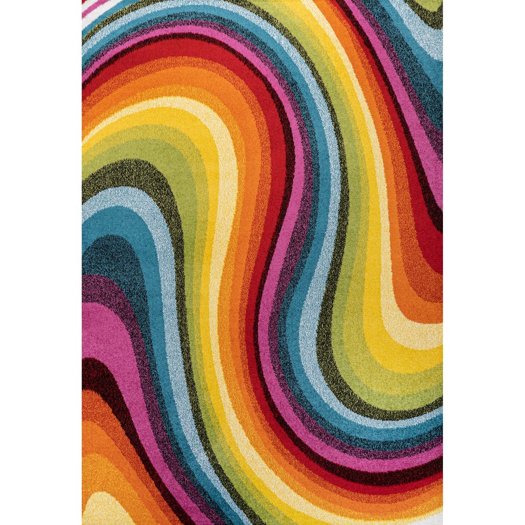 Jonathan Y Flow Abstract Swirl Area Rug In Red/yellow/blue