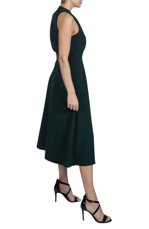 JULIA JORDAN JULIA JORDAN HIGH NECK FIT & FLARE MIDI DRESS 