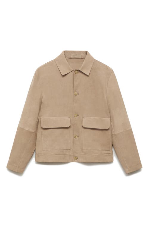 Mango Suede Jacket In Neutral