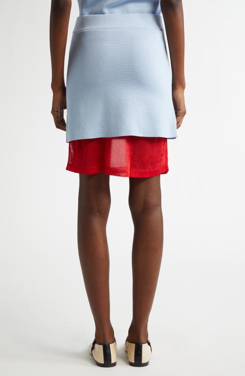 Shop Wales Bonner Verse Tiered Mixed Media Skirt In Celeste/red