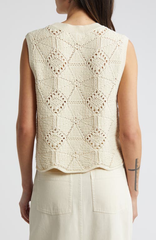Treasure & Bond Bouclé Pointelle Sweater Vest In Ivory Dove