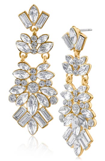 Jardin Crystal Cluster Drop Earrings In Gold