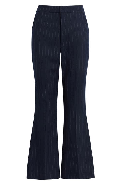 Shop Favorite Daughter The Phoebe Pinstripe Flare Pants In Navy Pinstripe