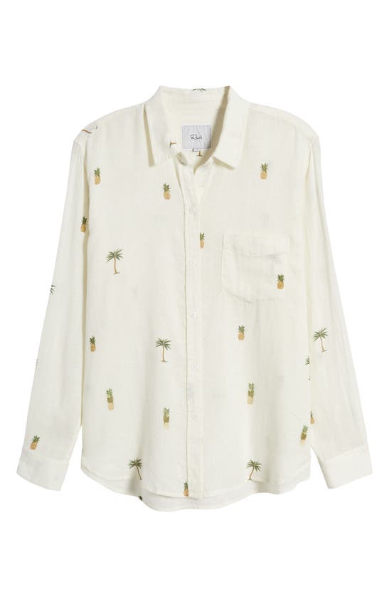 Shop Rails Charli Palm Tree & Pineapple Linen Blend Button-up Shirt In Hanalei