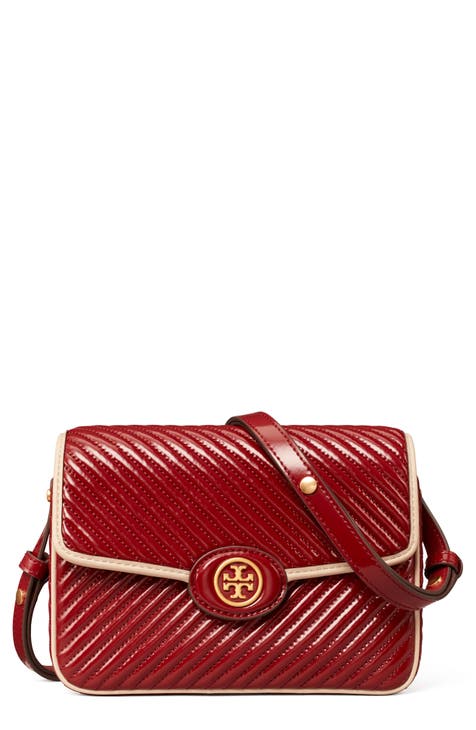 Tory Burch Robinson Striped Zip Leather Continental Wallet