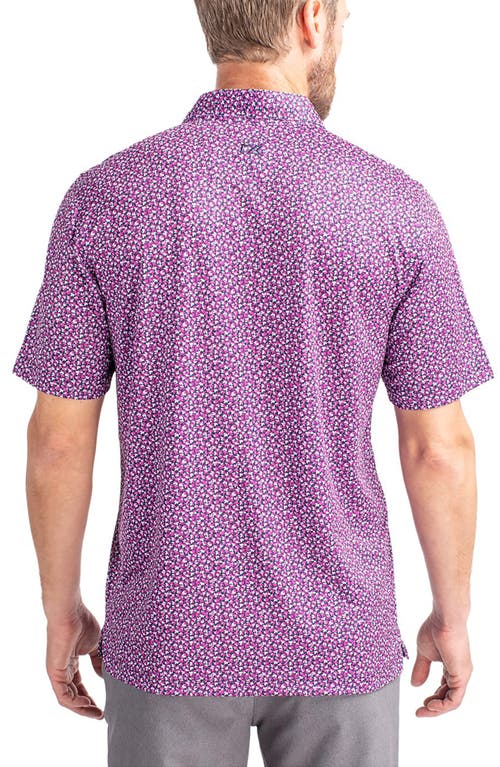 Cutter & Buck Magnolia Scatter Print Performance Polo In Gelato/navy Blue