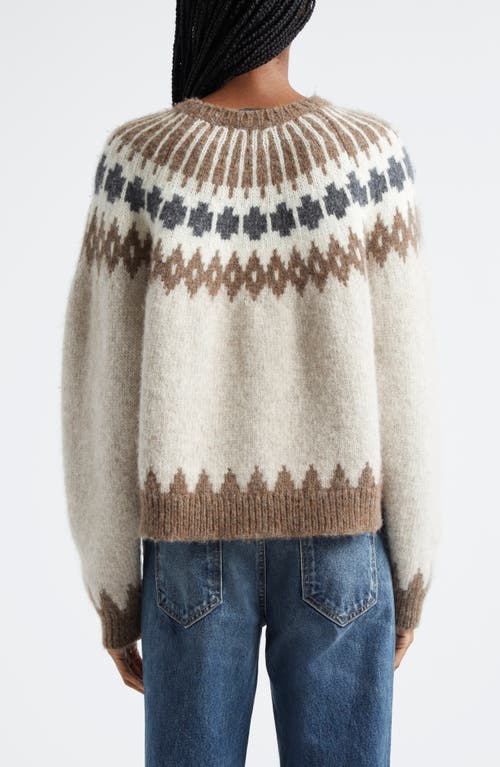 Shop Nili Lotan Alena Fair Isle Alpaca Blend Crewneck Sweater In Oatmeal Fairisle