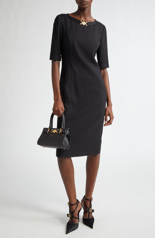 Shop Versace La Medusa Sheath Dress In Black