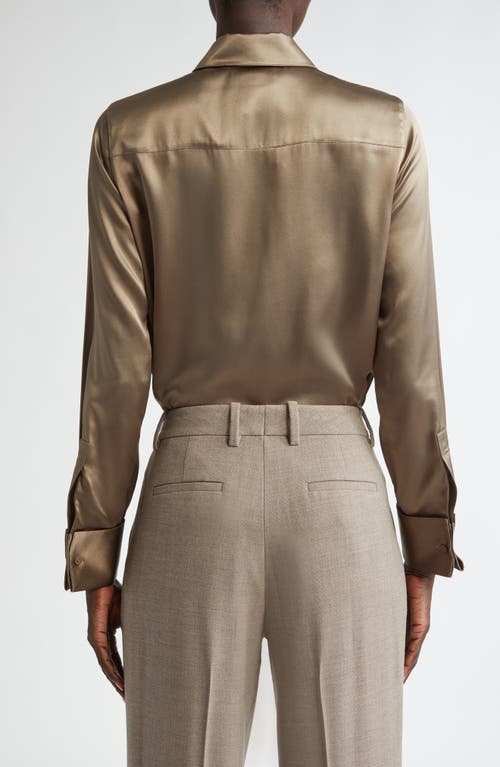 Shop Lafayette 148 New York French Cuff Silk Button-up Blouse In Concrete