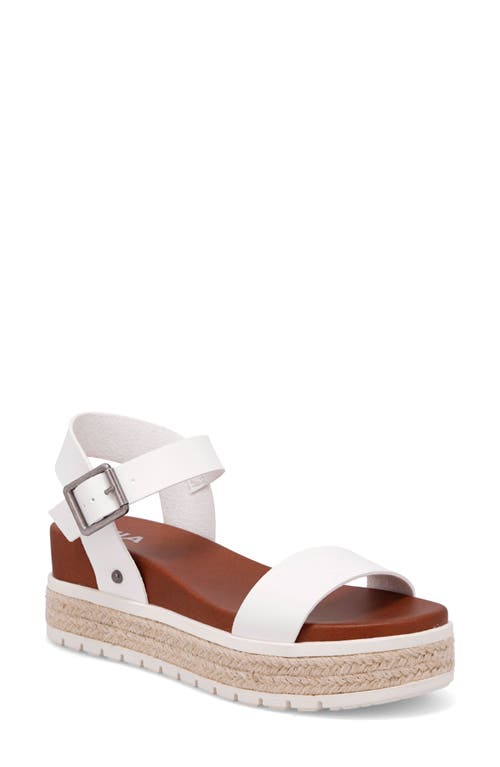 Mia Lunna Platform Ankle Strap Sandal In White Bona/silver