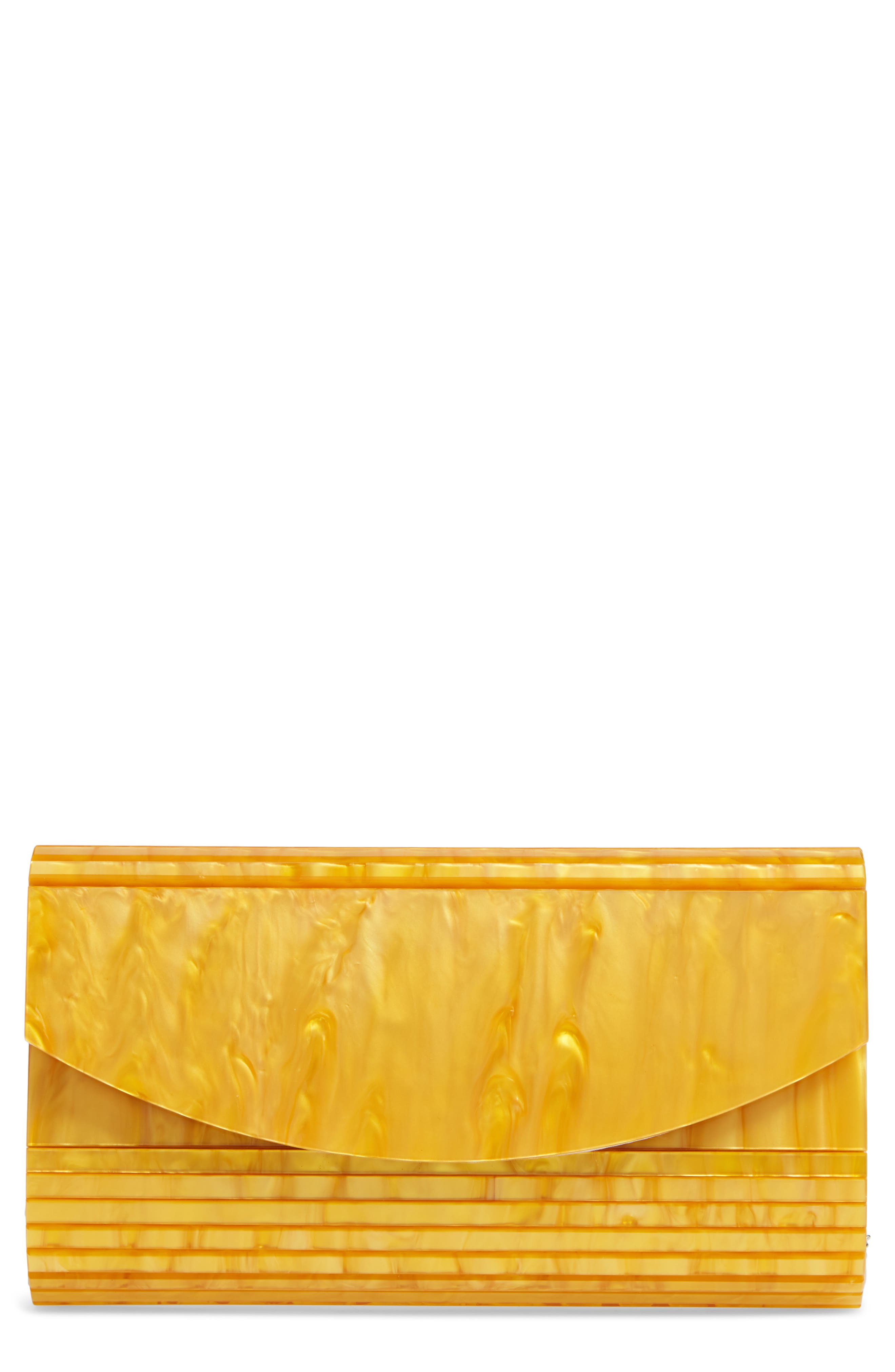 NORDSTROM Rounded Lucite<sup>®</sup> Flap Clutch, Main, color, GOLD