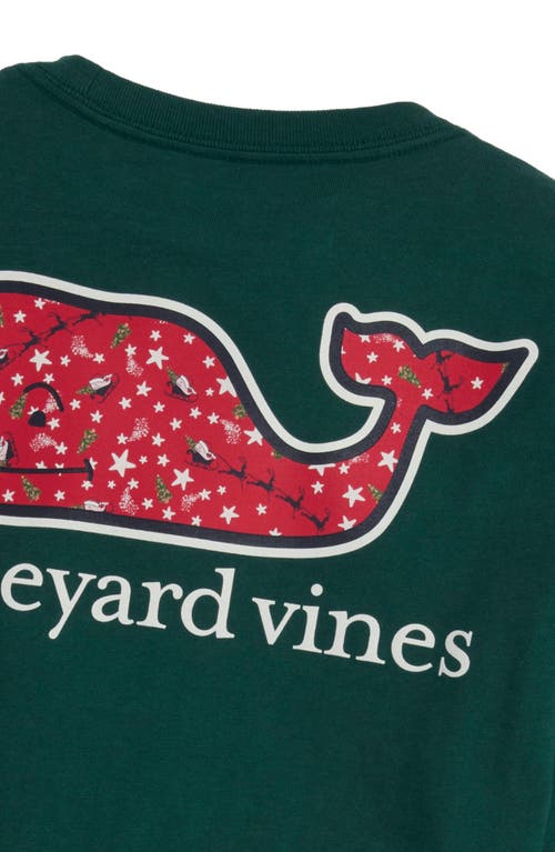 Shop Vineyard Vines Kids' Santa Whale Long Sleeve Cotton Graphic T-shirt In Charleston Green