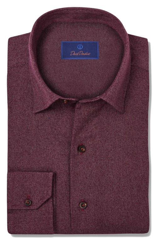 David Donahue Tonal Bird's Eye Dress Shirt in Wine 