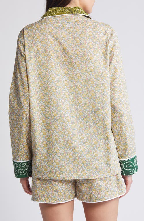 Call It By Your Name X Liberty London Mixed Print Pajama Shirt In Bronze/vert Week End