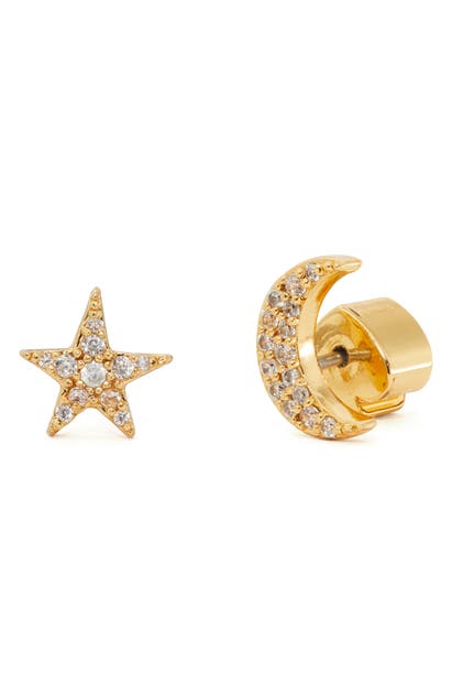 Click to view more detailed imagery on our partner's website Kate Spade Women's Something Sparkly Goldtone & Pave Mismatched Star & Moon Stud Earrings In Clear/ Gold