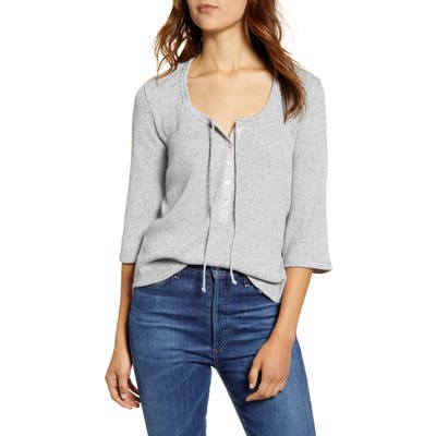 Lucky Brand Three-Quarter Sleeve Thermal Top, Grey