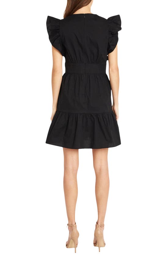 Shop Donna Morgan For Maggy Ruffle Sleeve Minidress In Black