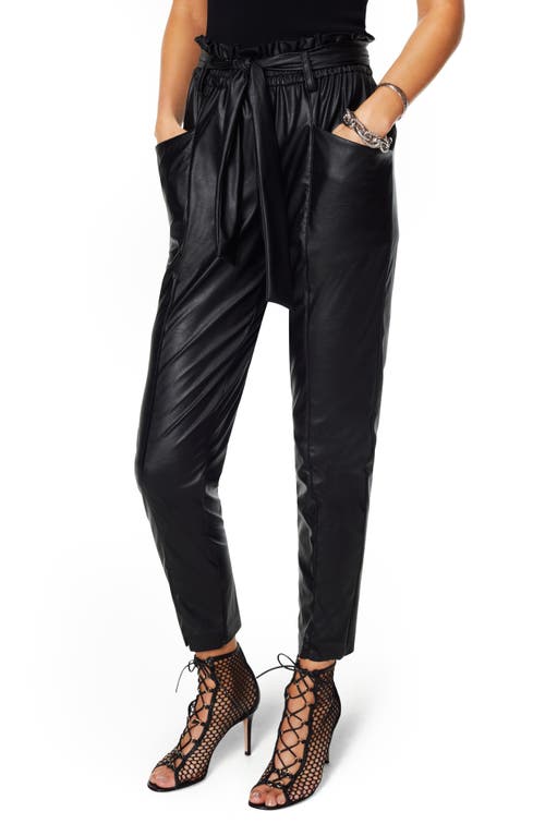 Ramy Brook Marty Faux Leather Paperbag Waist Pants in Black