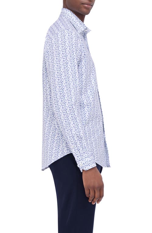 Shop Bugatchi James Ooohcotton® Pixel Check Print Button-up Shirt In White