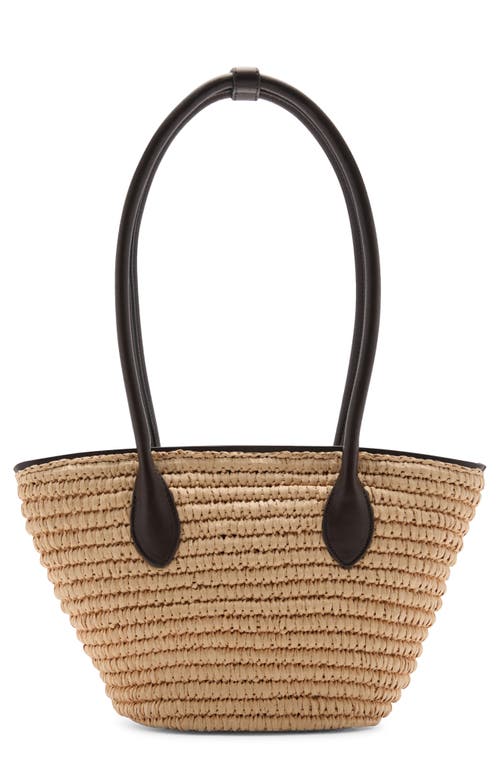 Shop Mango Raffia Tote In Chocolate