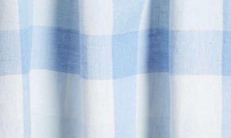 Shop Caslon Check Off The Shoulder Linen Blend Top In Blue- White Multi Check