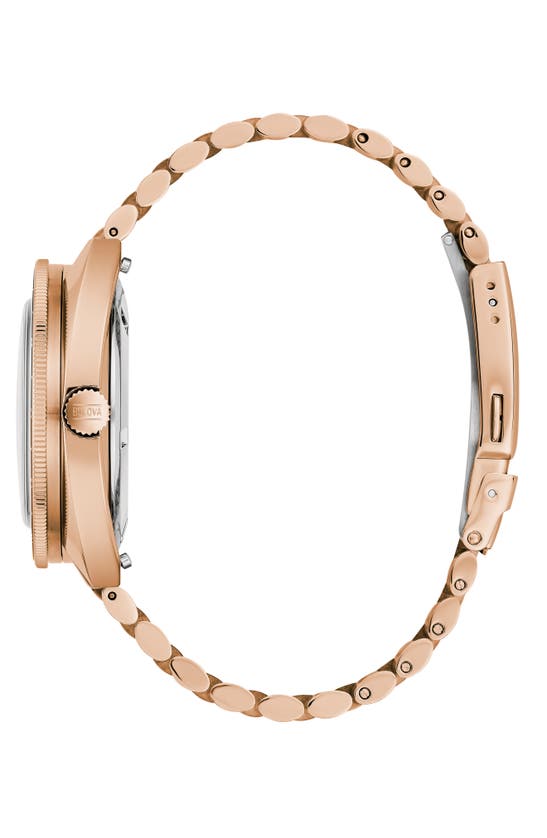 Shop Bulova Oceanographer Gmt Automatic Bracelet Watch, 41mm In Rose Goldone