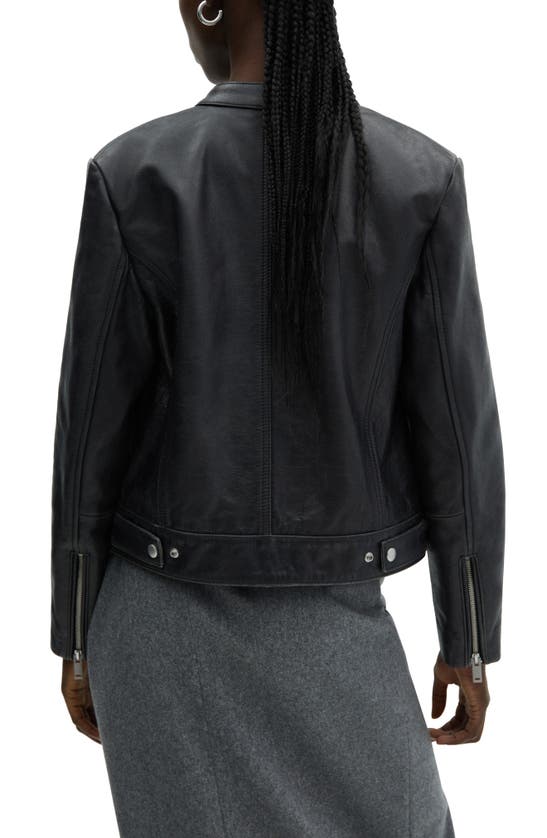 Shop Mango Leather Jacket In Black