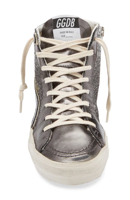 Golden Goose Slide High Top Sneaker In Black/asphalt/silver