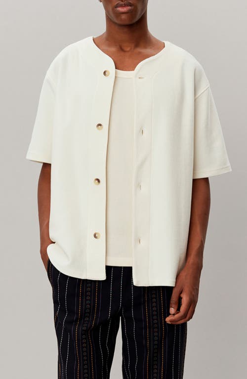 Barry Button-Up Cotton Baseball Jersey in Light Ivory