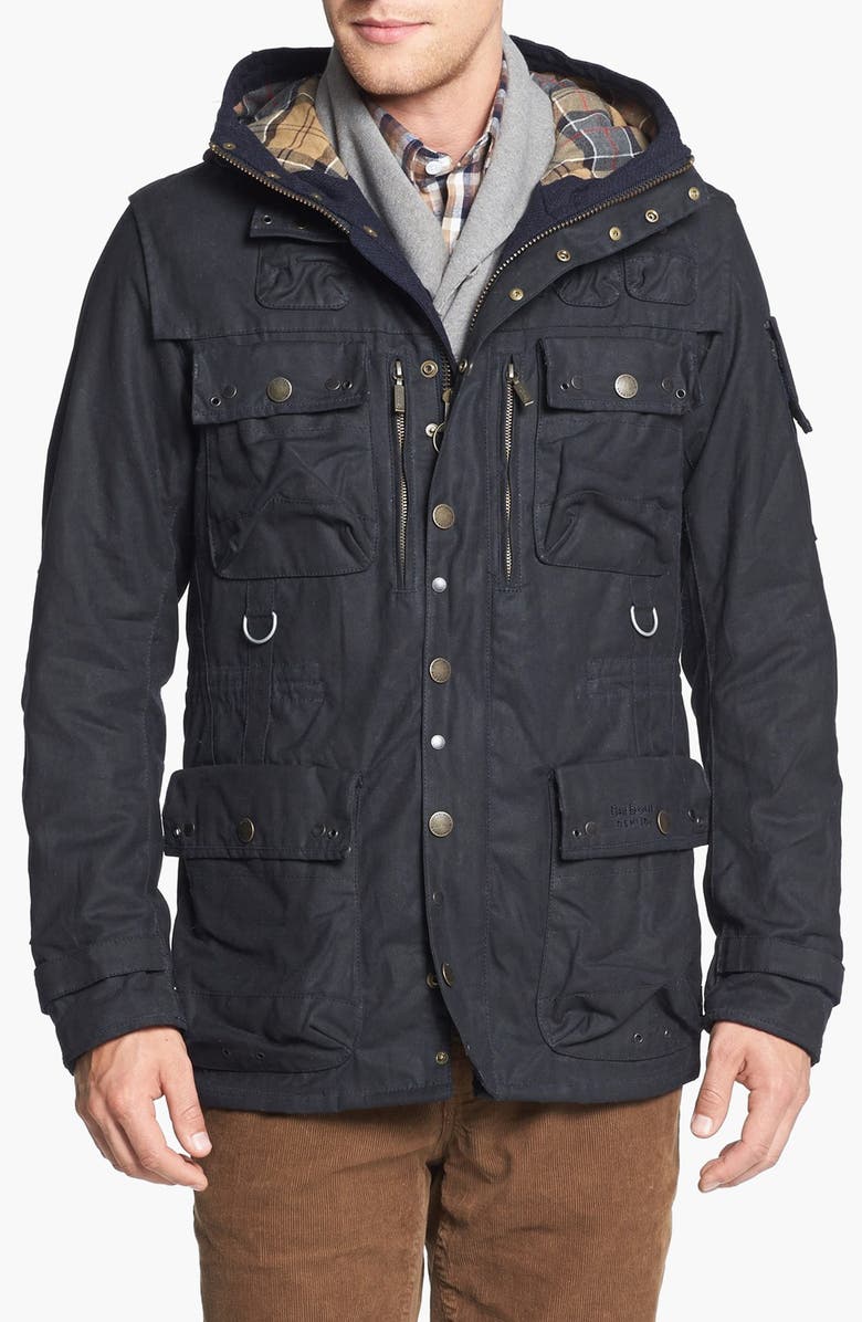 Barbour 'Shordace' Waxed Cotton Waterproof Hooded Jacket | Nordstrom