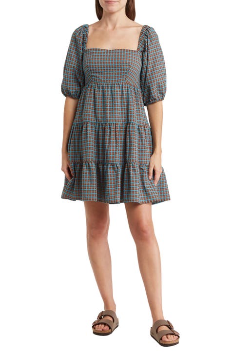 Square Neck Puff Sleeve Dress