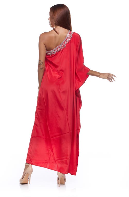 Ranee's Ranees Embellished One-shoulder Dress In Red