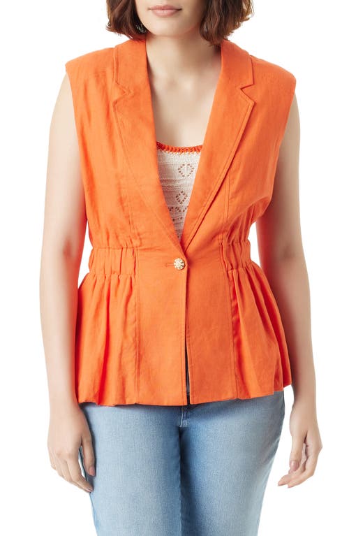 Sam Edelman Lester Elastic Waist Linen Blend Vest in Tigerlily at Nordstrom, Size X-Large