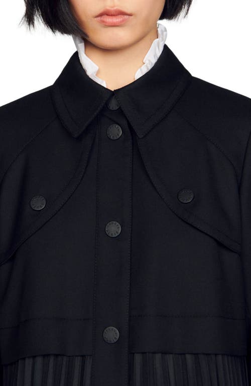 Shop Sandro Pleated Trench Coat In Black