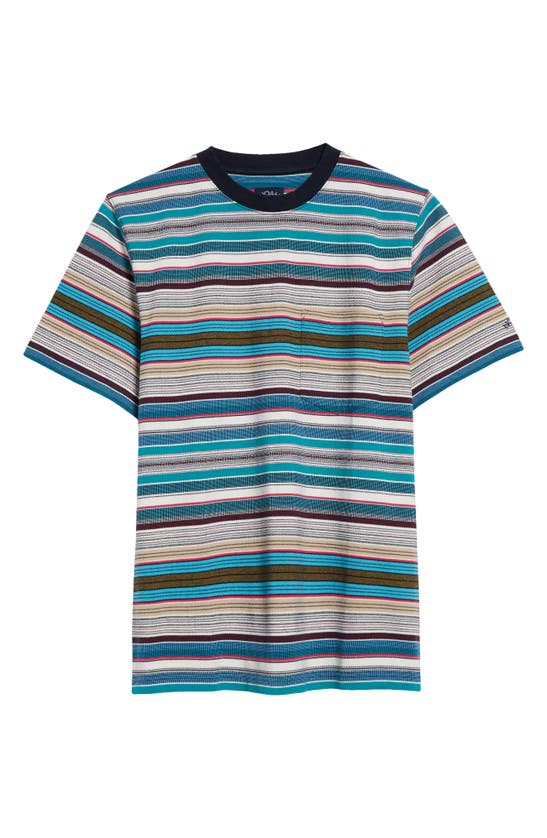 Shop Noah Stripe Cotton Pocket T-shirt In Navy Multi