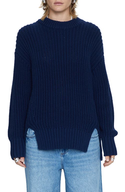 Pistola Helene Side Vent Crewneck Cotton Sweater at Nordstrom,