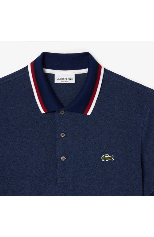 Shop Lacoste Regular Fit Stretch Piqué Polo In Dark Indigo Blue