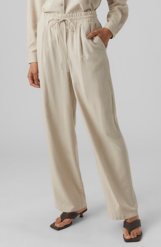 Shop Vero Moda Jesmilo High Waist Wide Leg Pants In Silver Lining