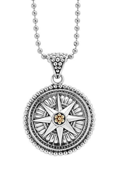 Signature Caviar Compass Pendant Necklace