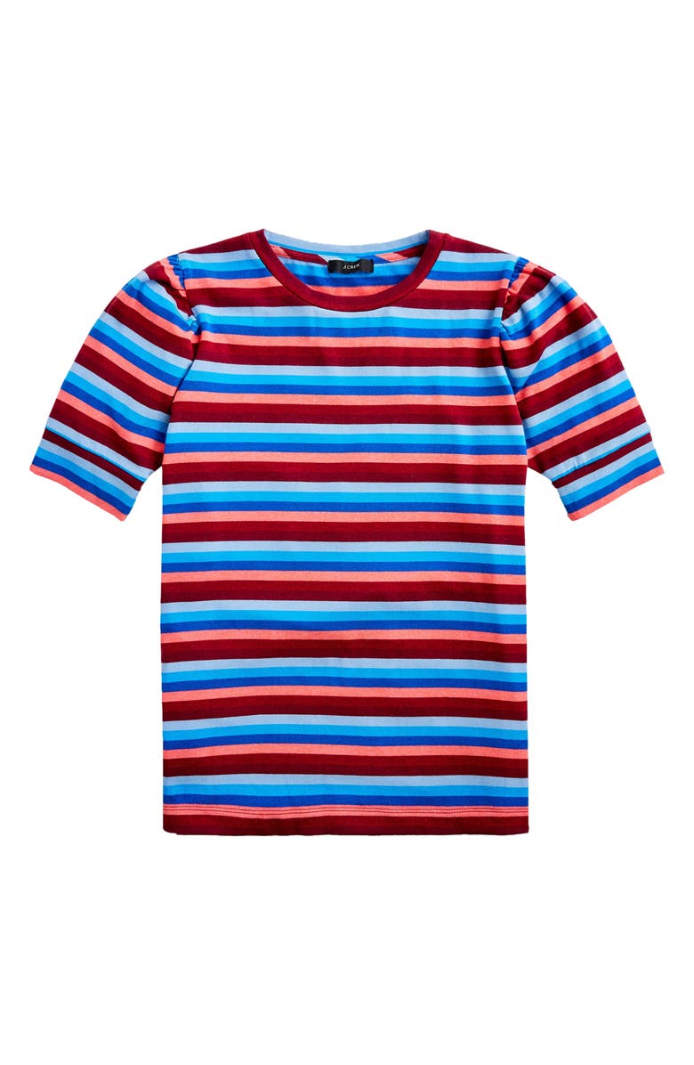 J.CREW Super Cozy Puff Sleeve Stripe Top, Main, color, HARMONY STRIPE PRIMROSE LAKE